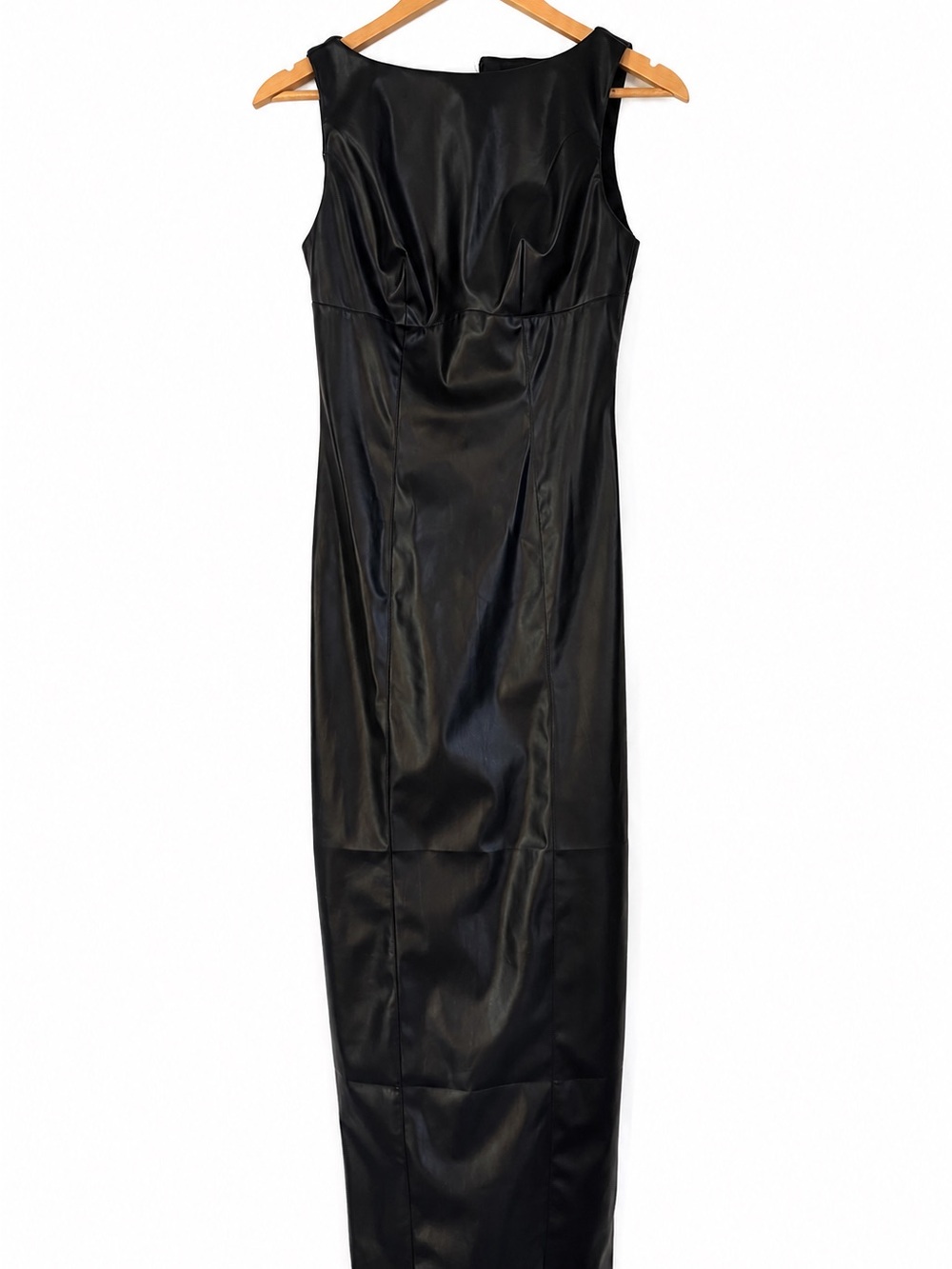 Black Faux Leather Sleeveless Maxi Dress